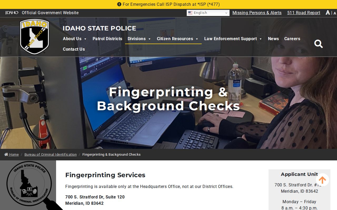 Official Idaho BCI background check and fingerprint instructions